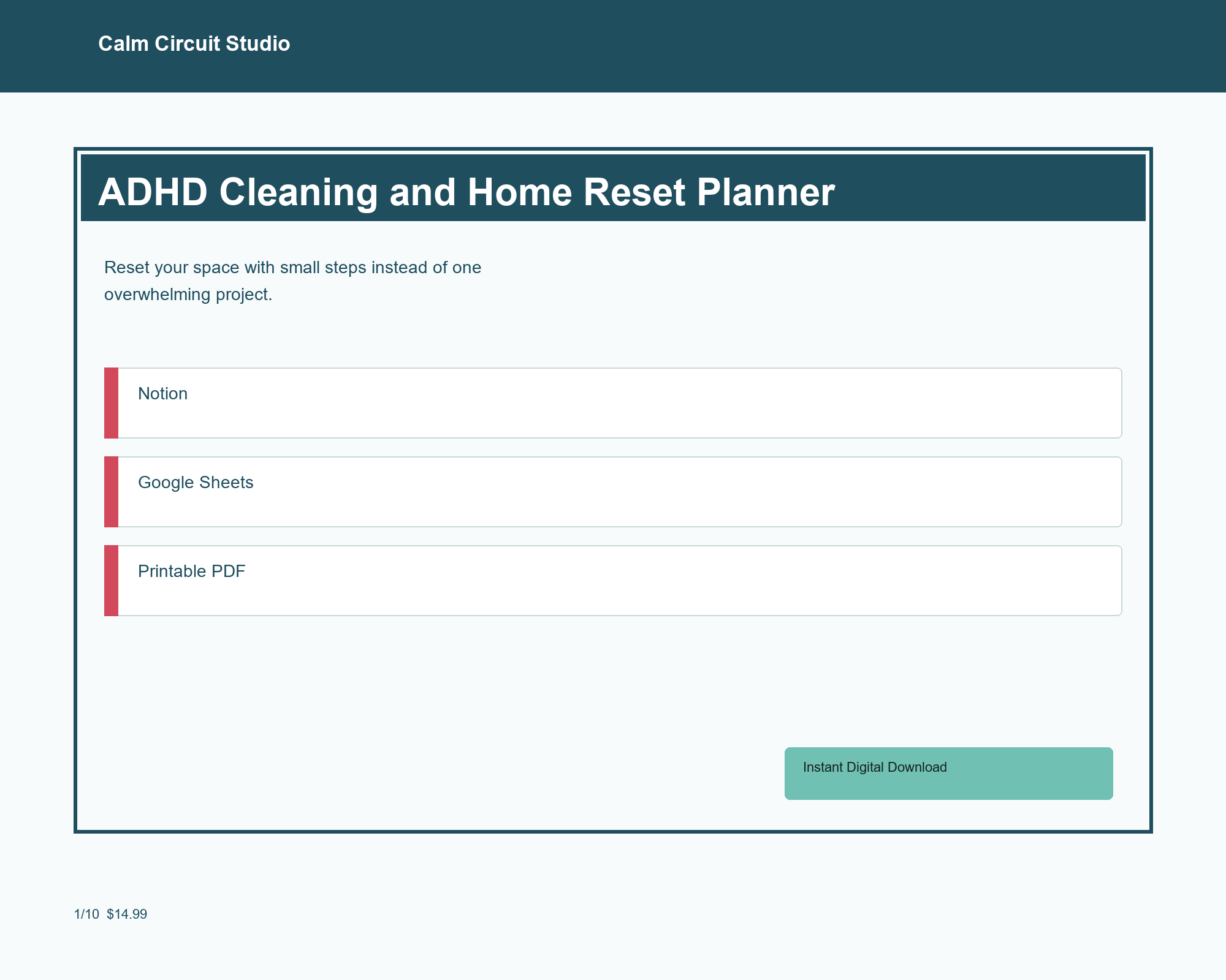 ADHD Cleaning and Home Reset Planner preview