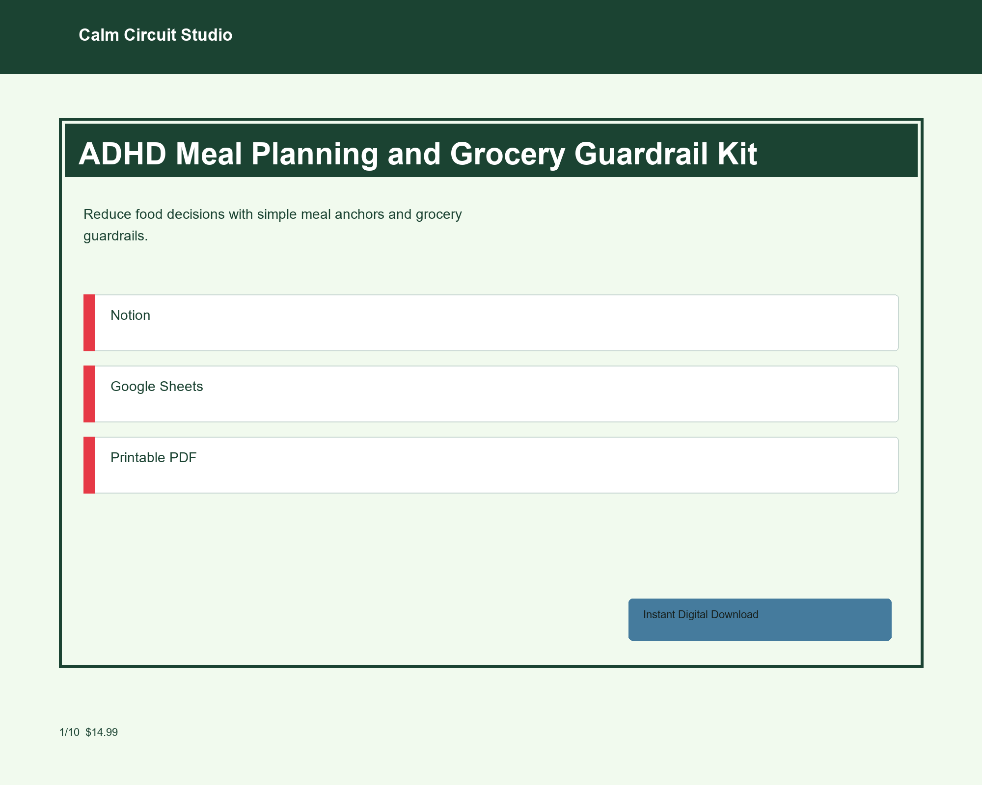 ADHD Meal Planning and Grocery Guardrail Kit preview
