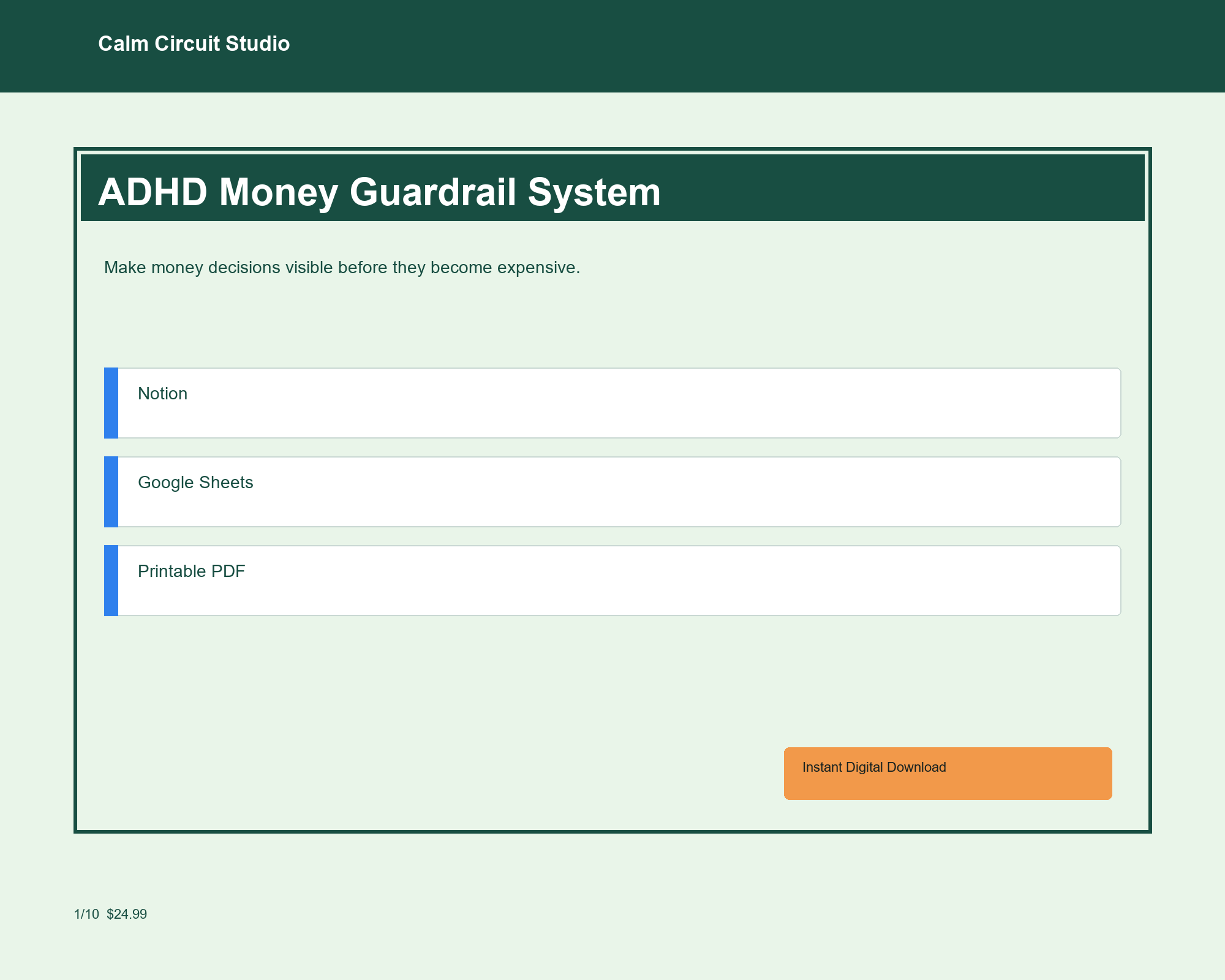 ADHD Money Guardrail System preview
