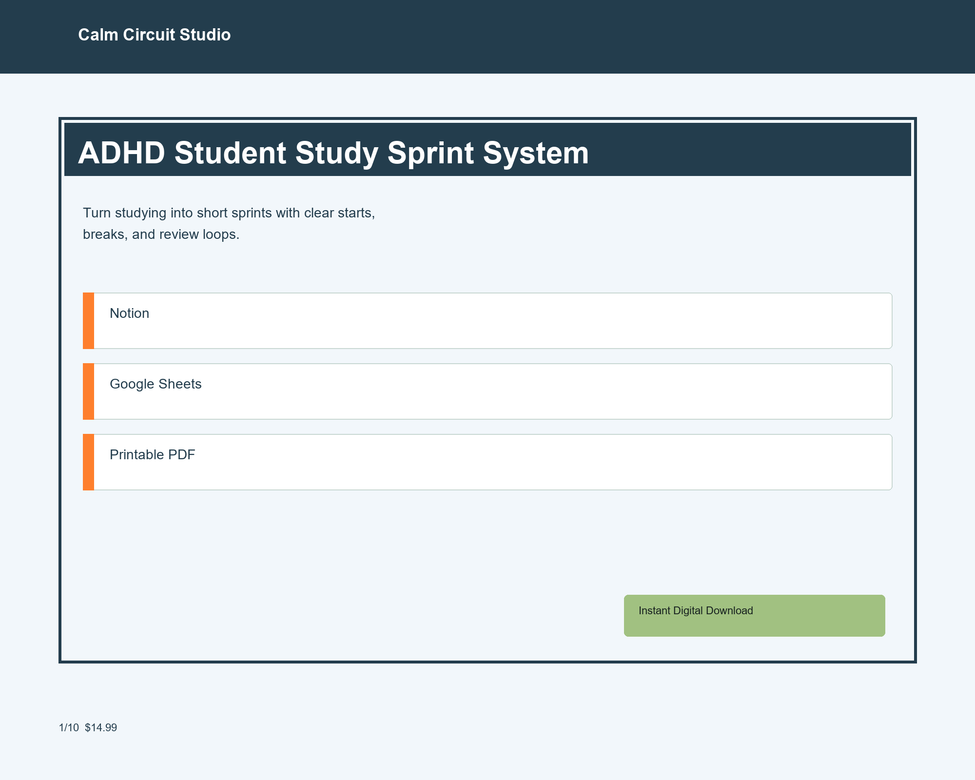 ADHD Student Study Sprint System preview