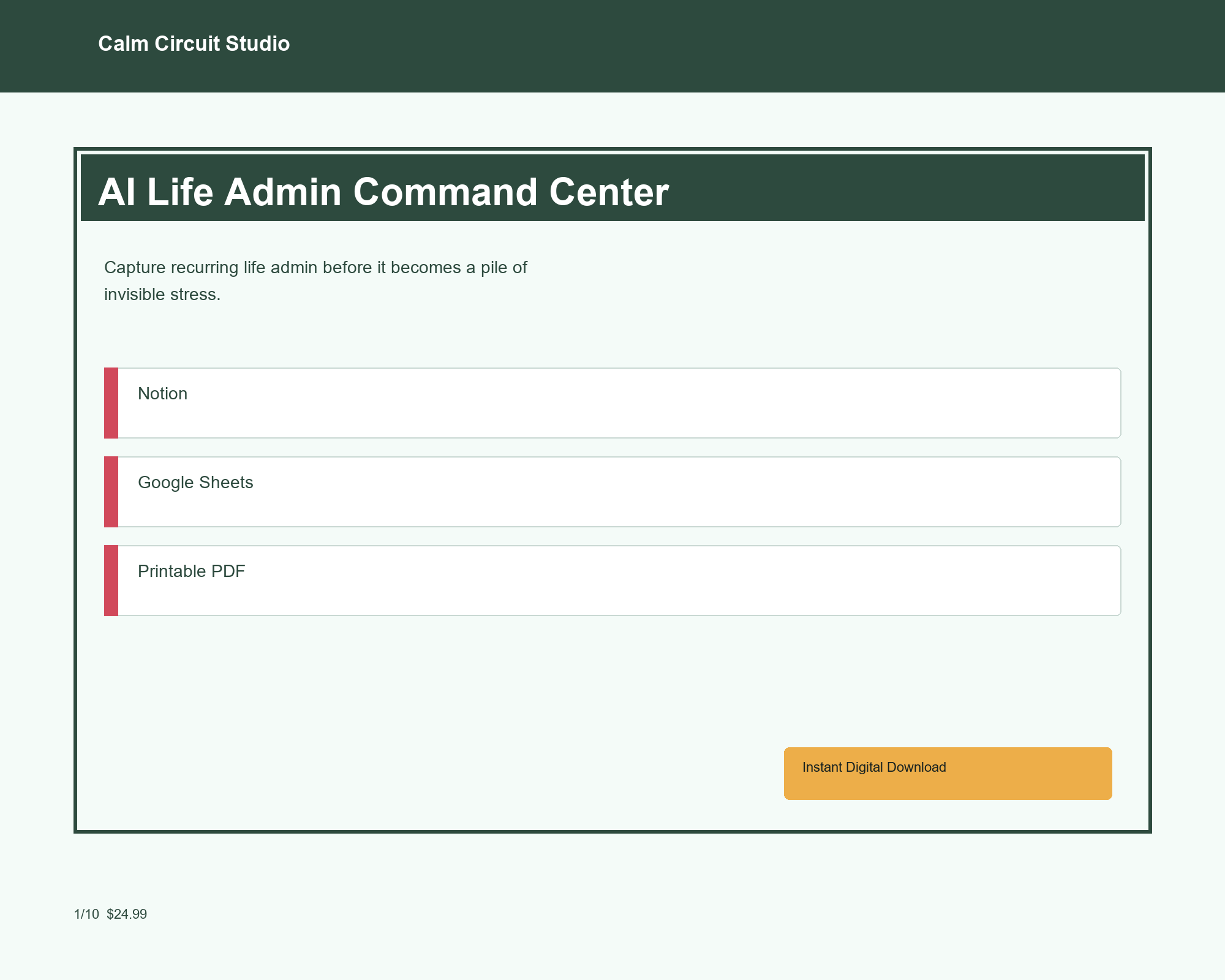 AI Life Admin Command Center preview