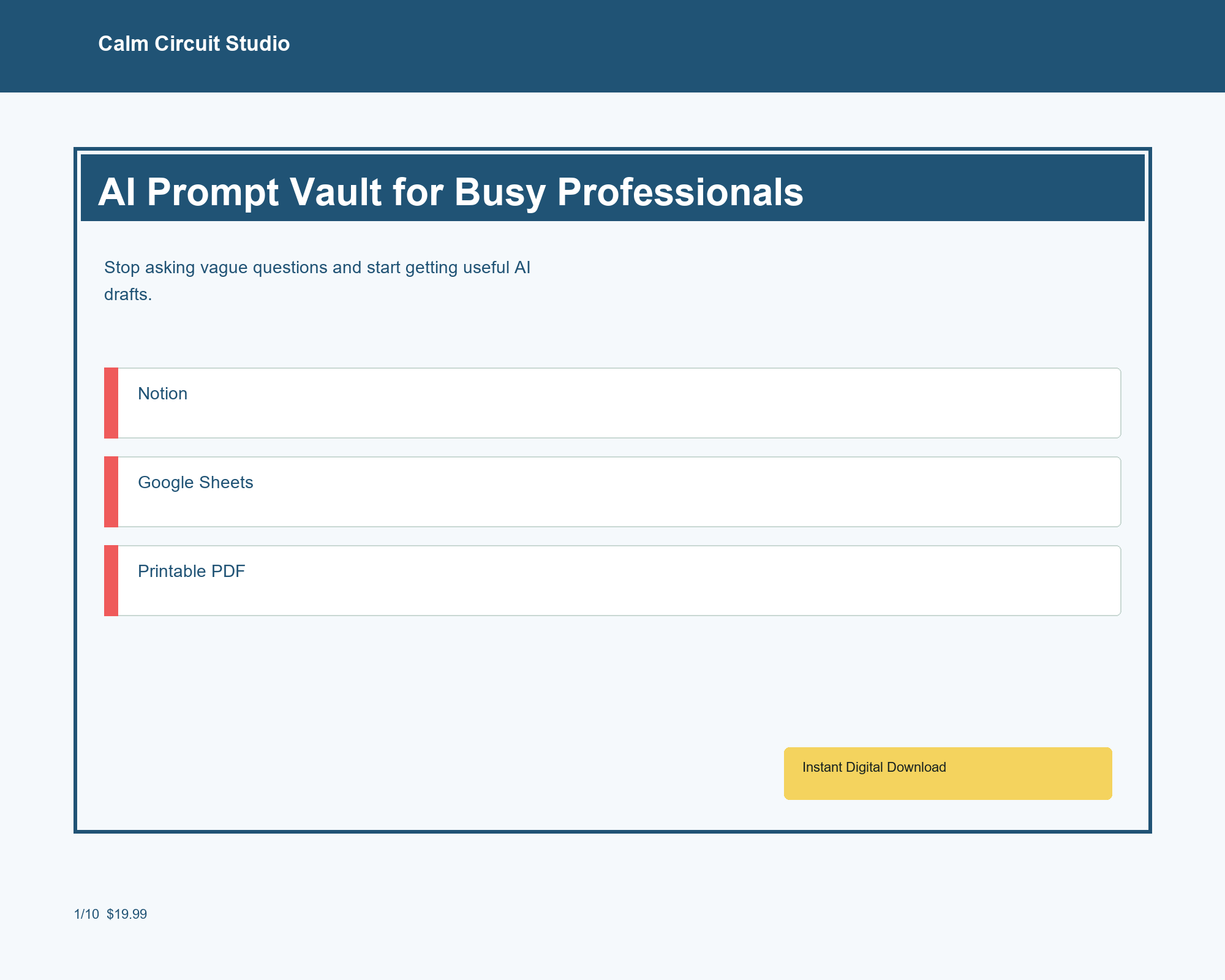 AI Prompt Vault for Busy Professionals preview