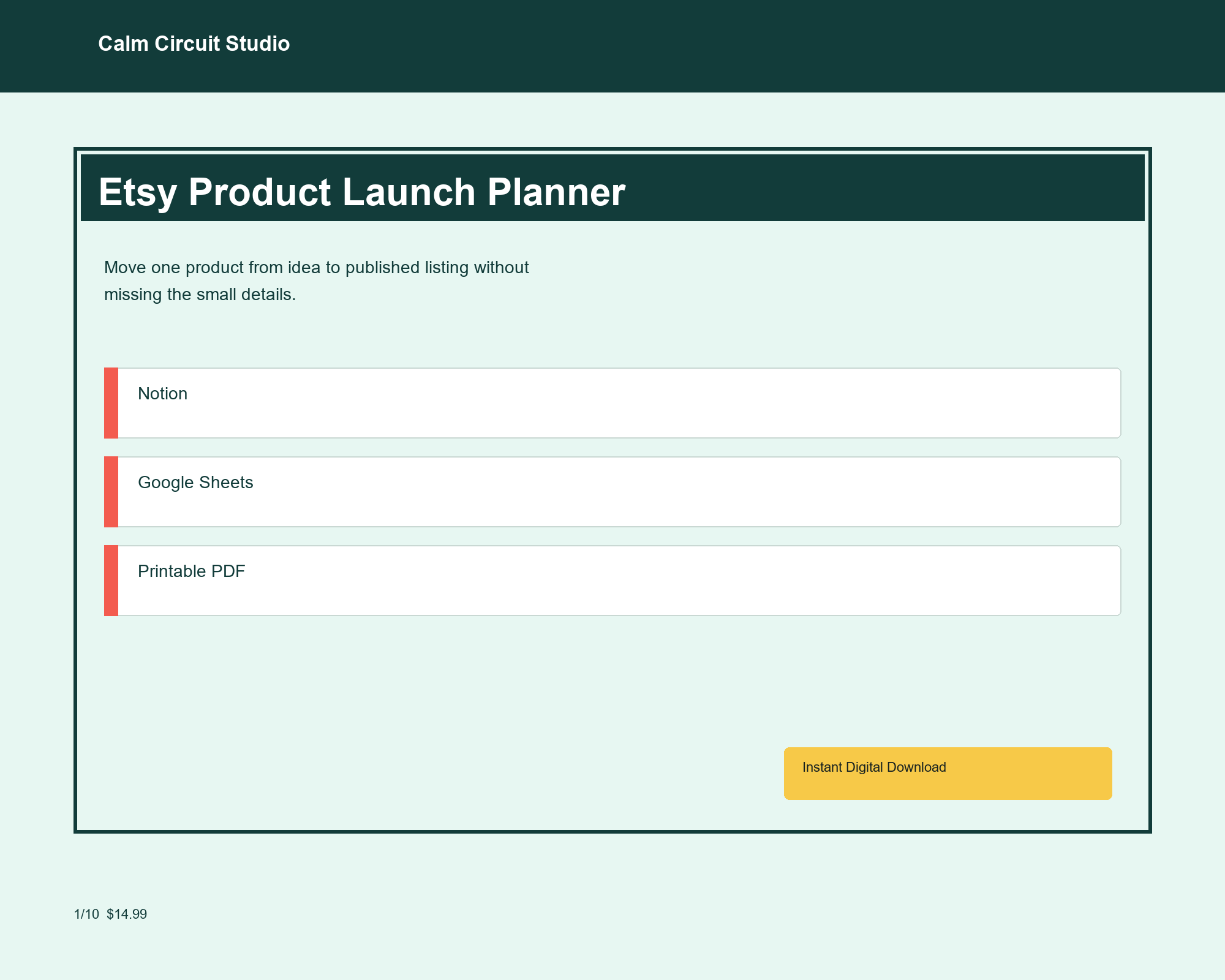 Etsy Product Launch Planner preview