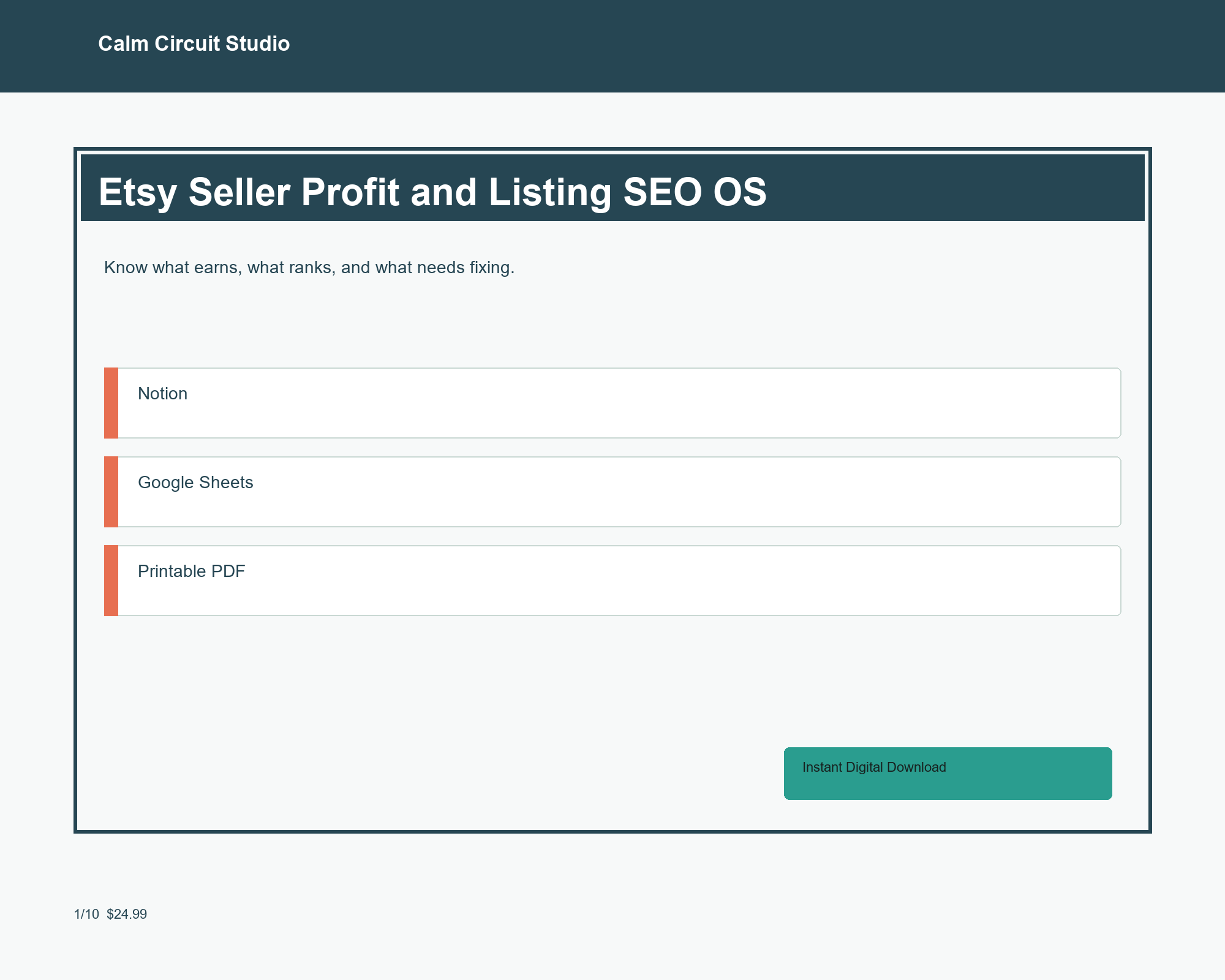 Etsy Seller Profit and Listing SEO OS preview