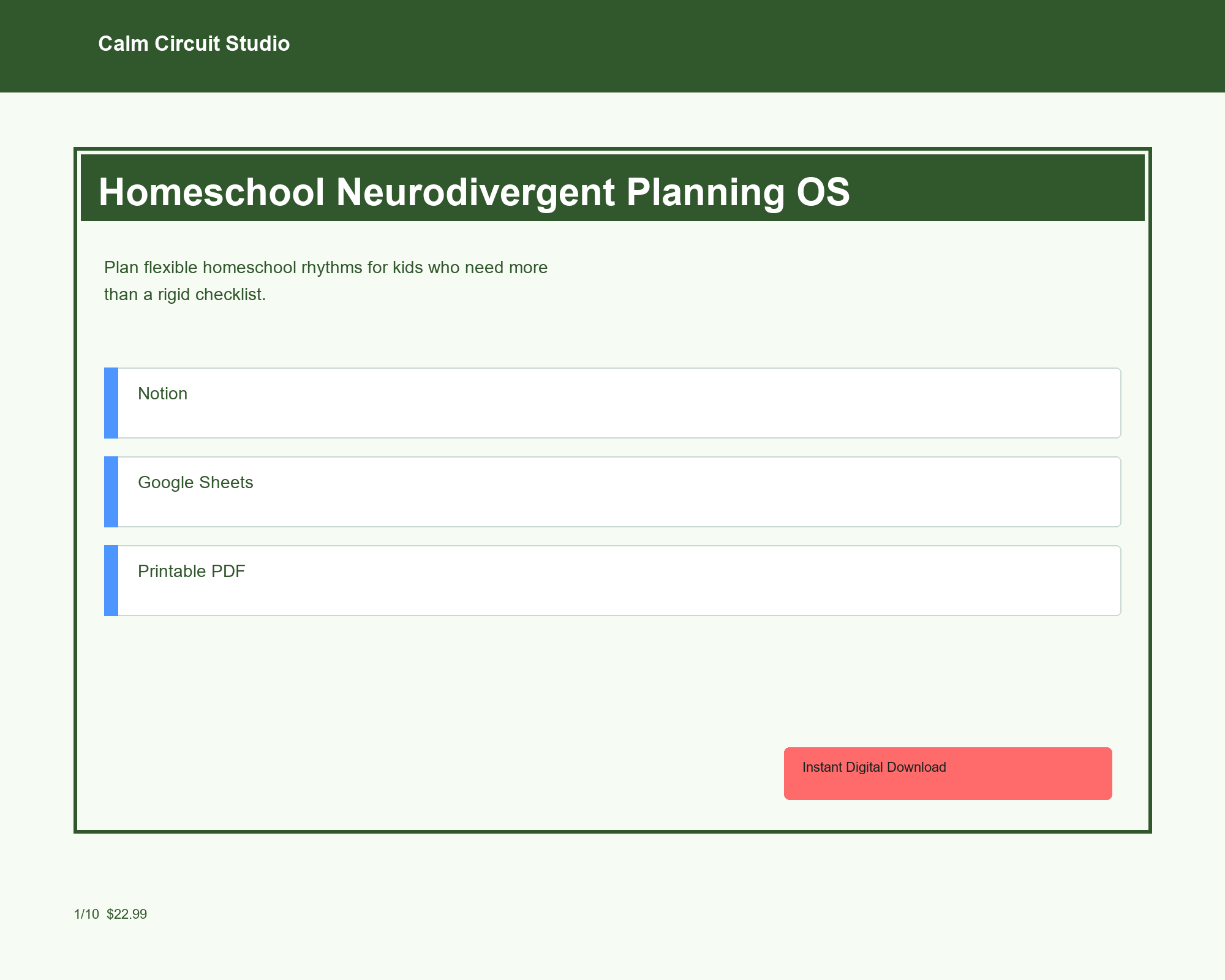 Homeschool Neurodivergent Planning OS preview