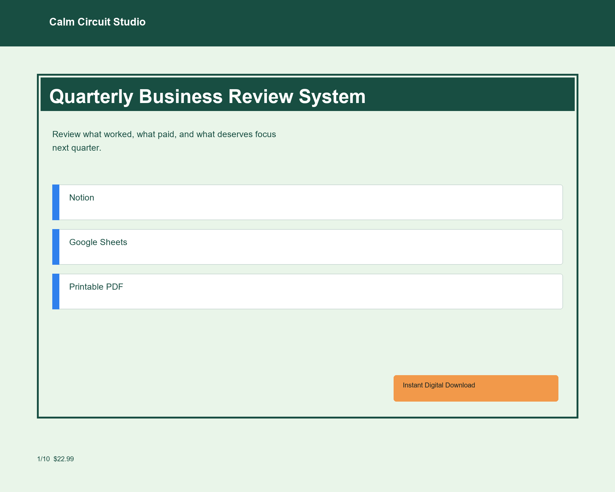 Quarterly Business Review System preview