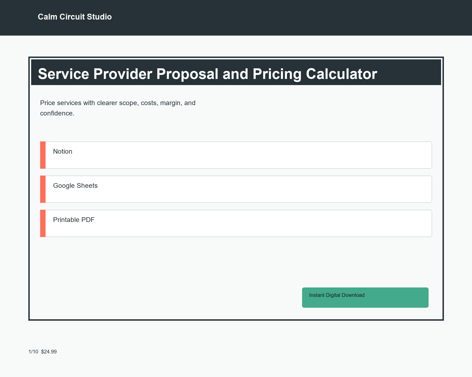 Service Provider Proposal and Pricing Calculator preview